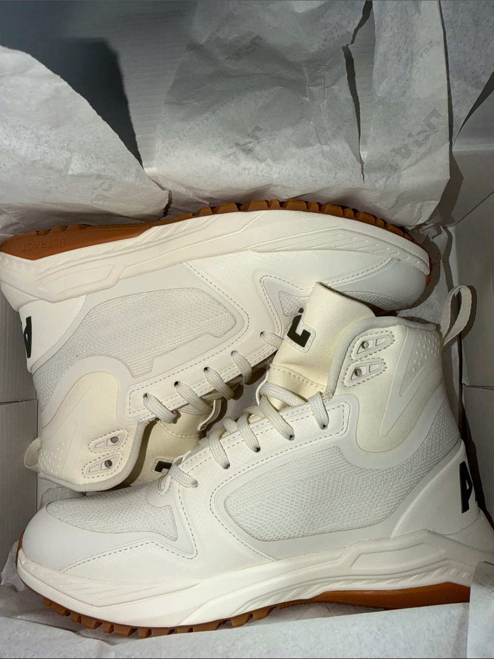 APL Women’s High-Top Athletic Sneakers in Cream with Gum Outsole